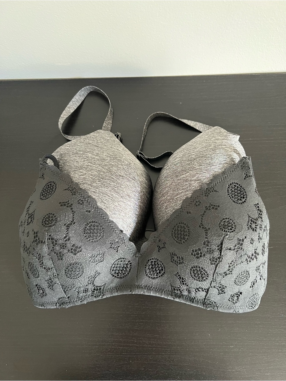 2/$32 Two Comfort Bras | aerie Gray Lace and Uniqlo Wireless | Size 32C